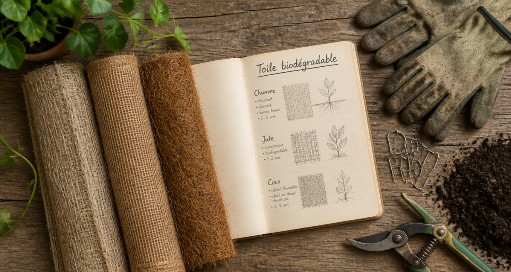 toile de paillage biodégradable chanvre coco jute jardin