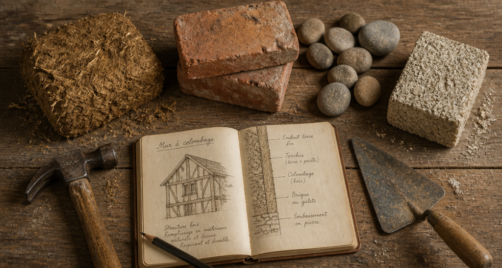 Matériaux mur colombage torchis briques outils