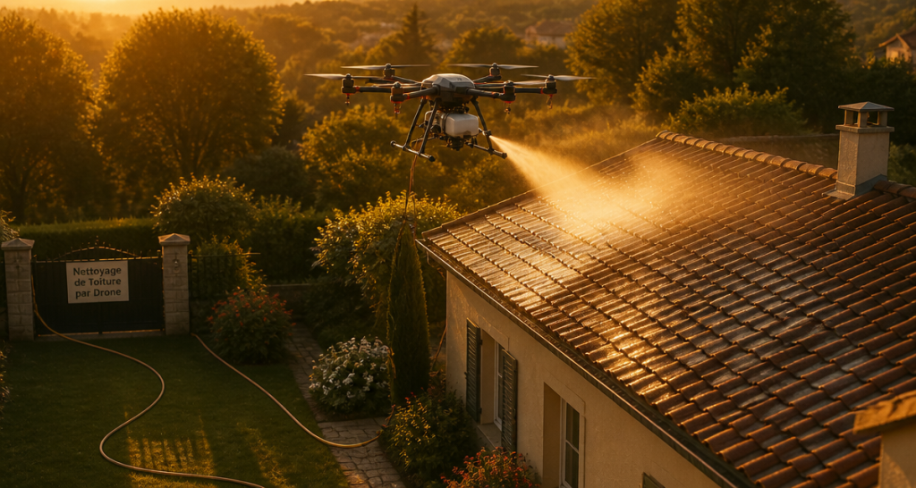 nettoyage toiture par drone avis toit tuiles brume drone