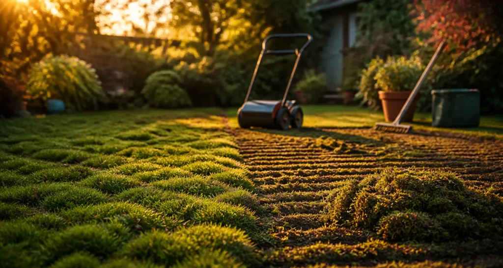 quand scarifier pelouse photo jardin scarifié
