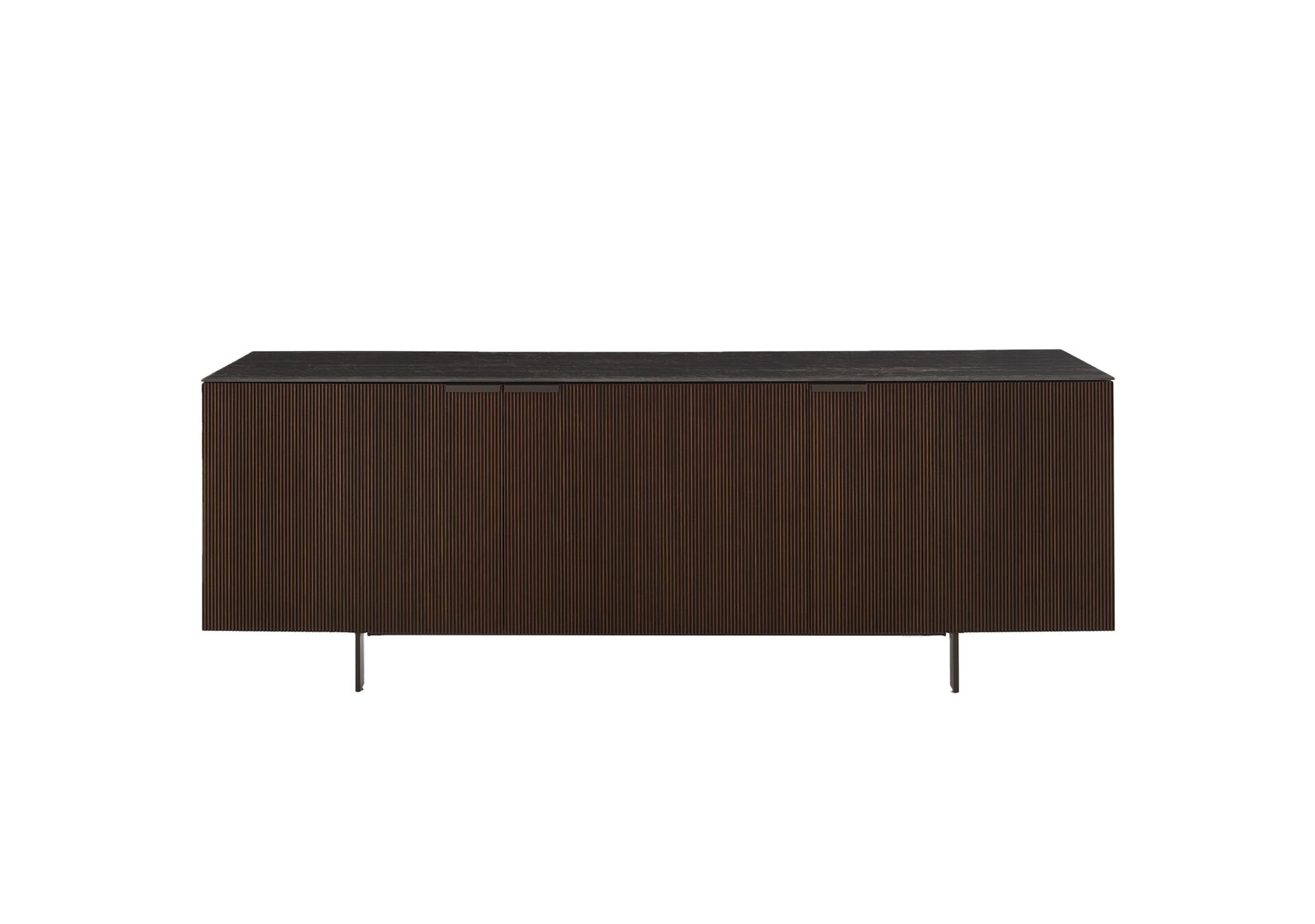 Ligne Roset: Selvans Sideboard 3 Doors C5 - Dark Walnut with Marquina Ceramic
