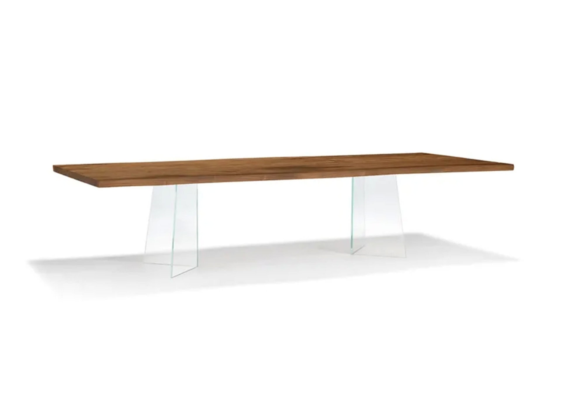 Arte Brotto Vero Table Walnut Noce Oliato Top and V Glass Base