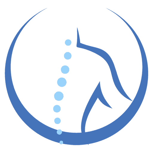 Illustration of a human spine showing vertebrae and spinal curvature.