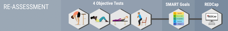 Physical assessment exercises for GLA:D Back Program participants.