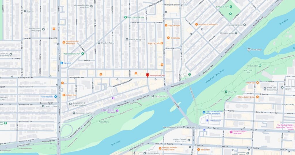 Map of Riverfront Park and surrounding bridges in the city.