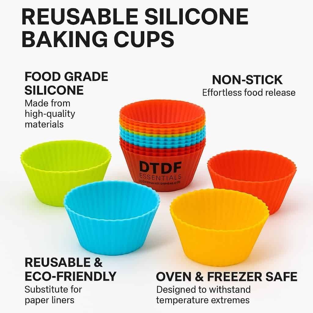 12 Cupcake Cases, Reusable Silicone Muffin Cupcake Molds, Cheesecake Moulds,