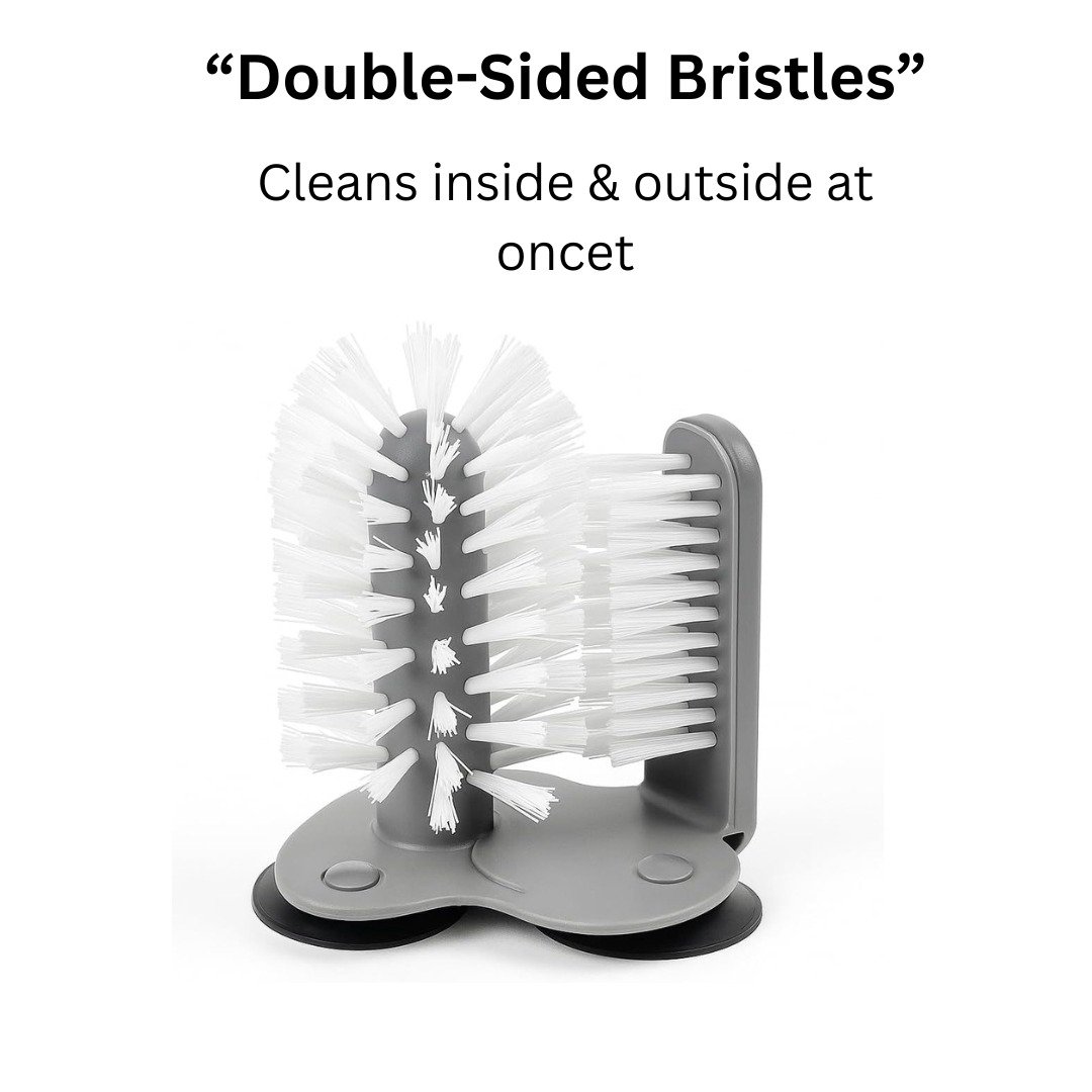 Glass Cup Brush Cleaner with 3 Suction base