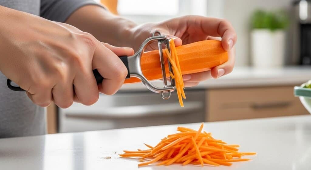 how to make carrot strips with vegetable peeler