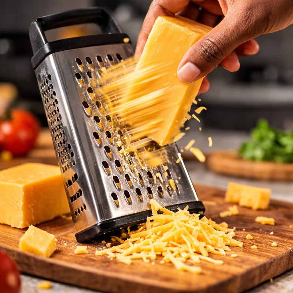 grating too fast uneven vegetable pieces mess