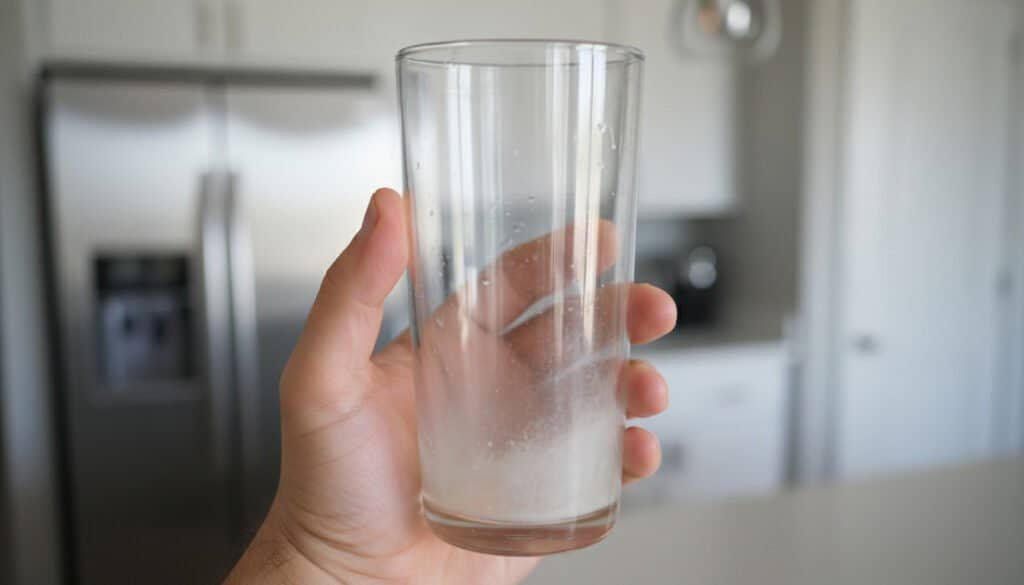 dirty glass with residue inside not properly cleaned