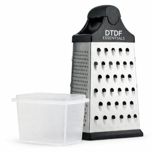 DTDF-6-in-1 Manual Cheese Grater with Container – Handheld Grater & Slicer with Coarse, Medium, Fine & Micro Grating