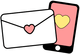 Illustration eines Briefes und eines Handys.