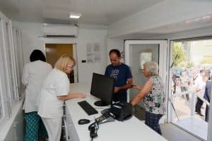 Patients at the health center in Merošina receiving medical assistance.