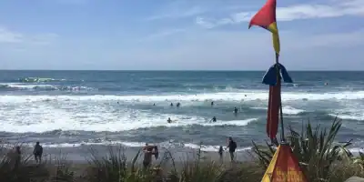 East End Surf Life Saving Club beach patrol and surf rescue at Auckland NZ.
