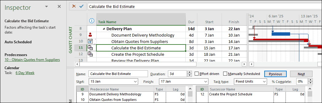 Identifying Driving Predecessors in Microsoft Project