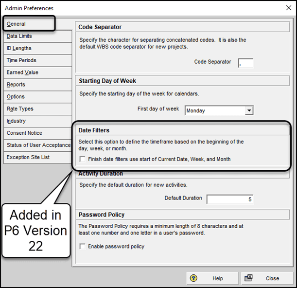230721 P6 V22 Finish Date Filter Definition