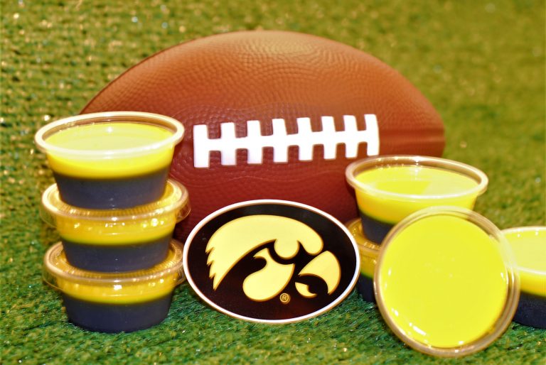 Iowa Hawkeyes Jello Shots in black and gold