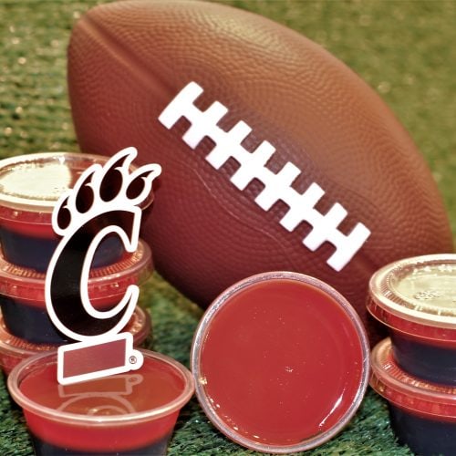 Cincinnati Bearcats Jello Shots in black and red