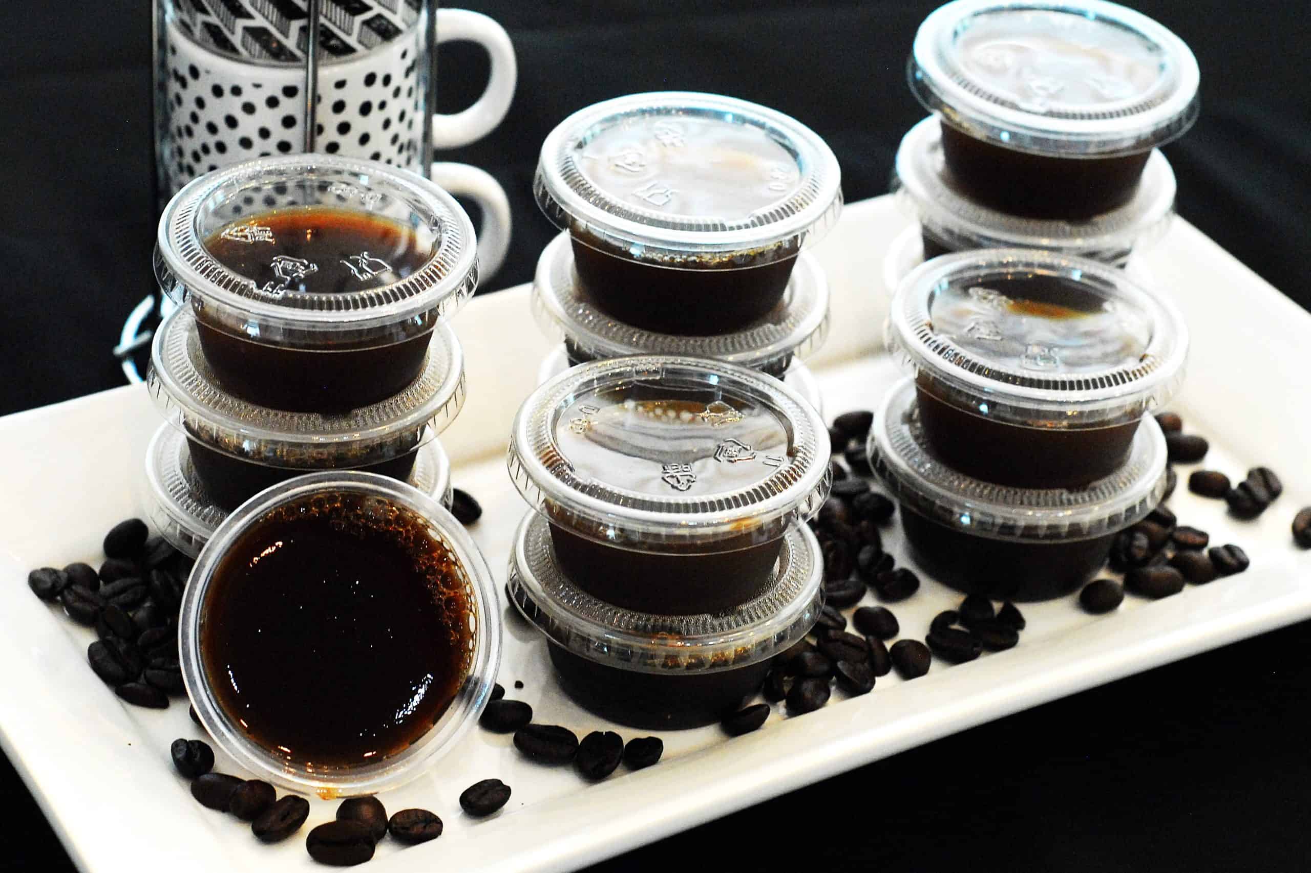 Espresso Martini Jello Shots and espresso beans