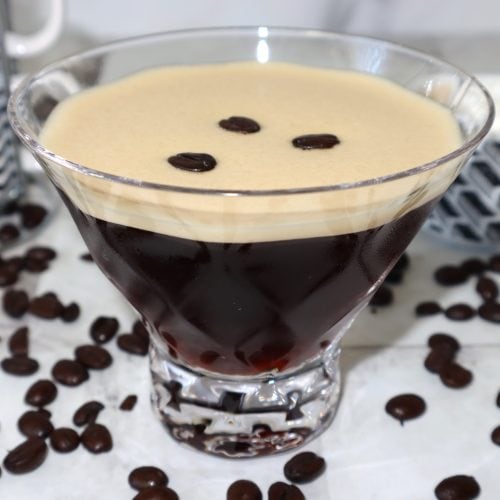 Espresso Martini with Three Espresso Beans