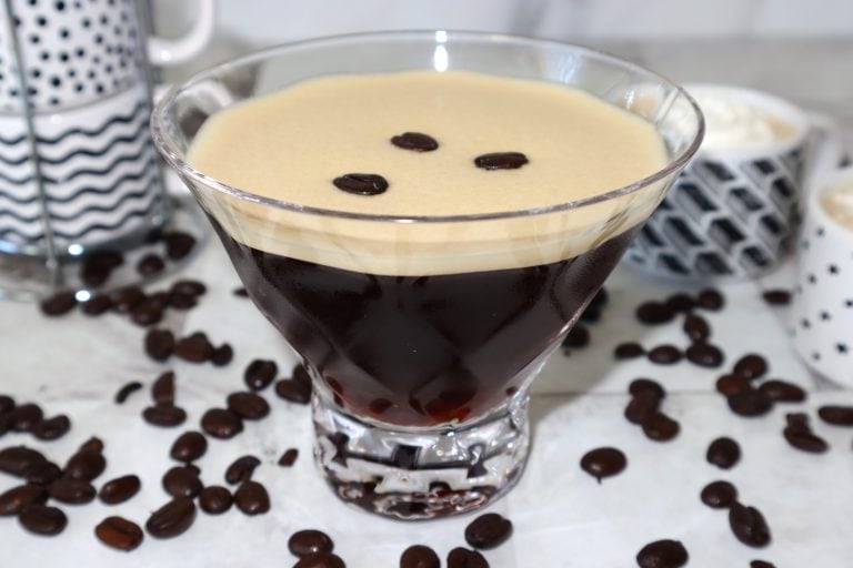 Espresso Martini with Three Espresso Beans