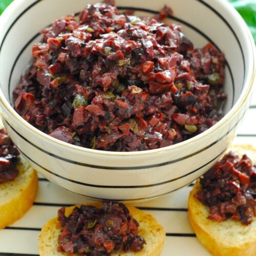 Olive Tapenade Spread on French bread rounds