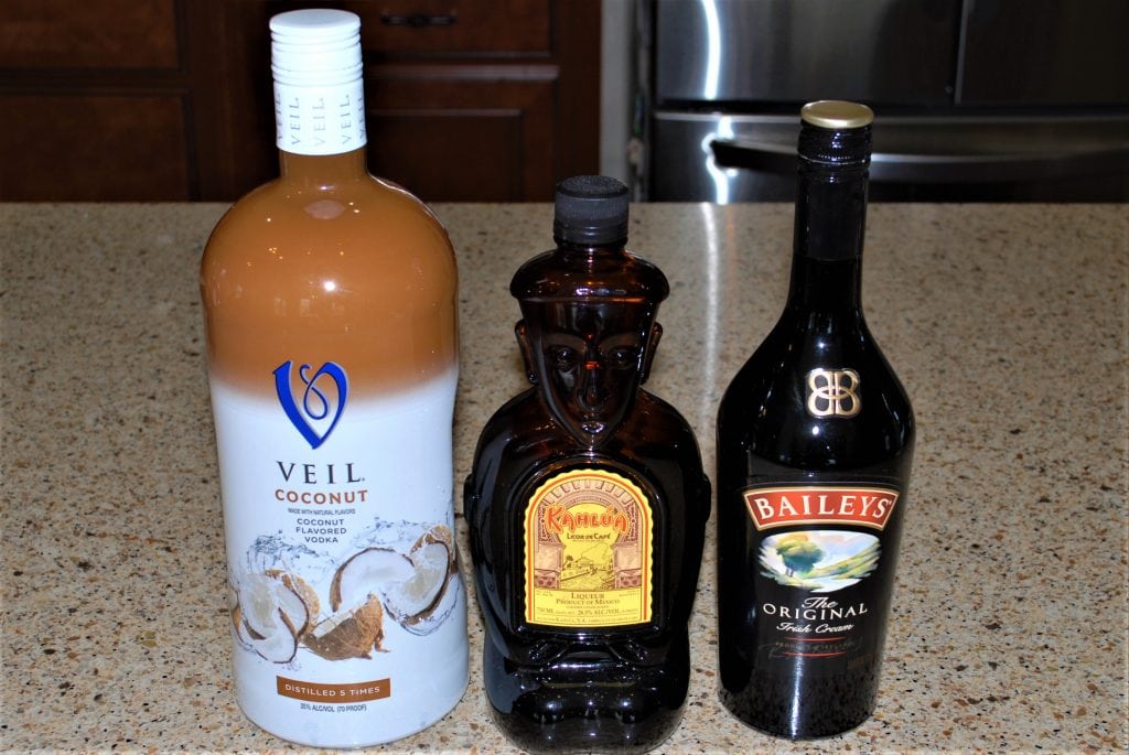 Coconut Espresso Martini Ingredients - Coconut Vodka, Kahlua, and Baileys