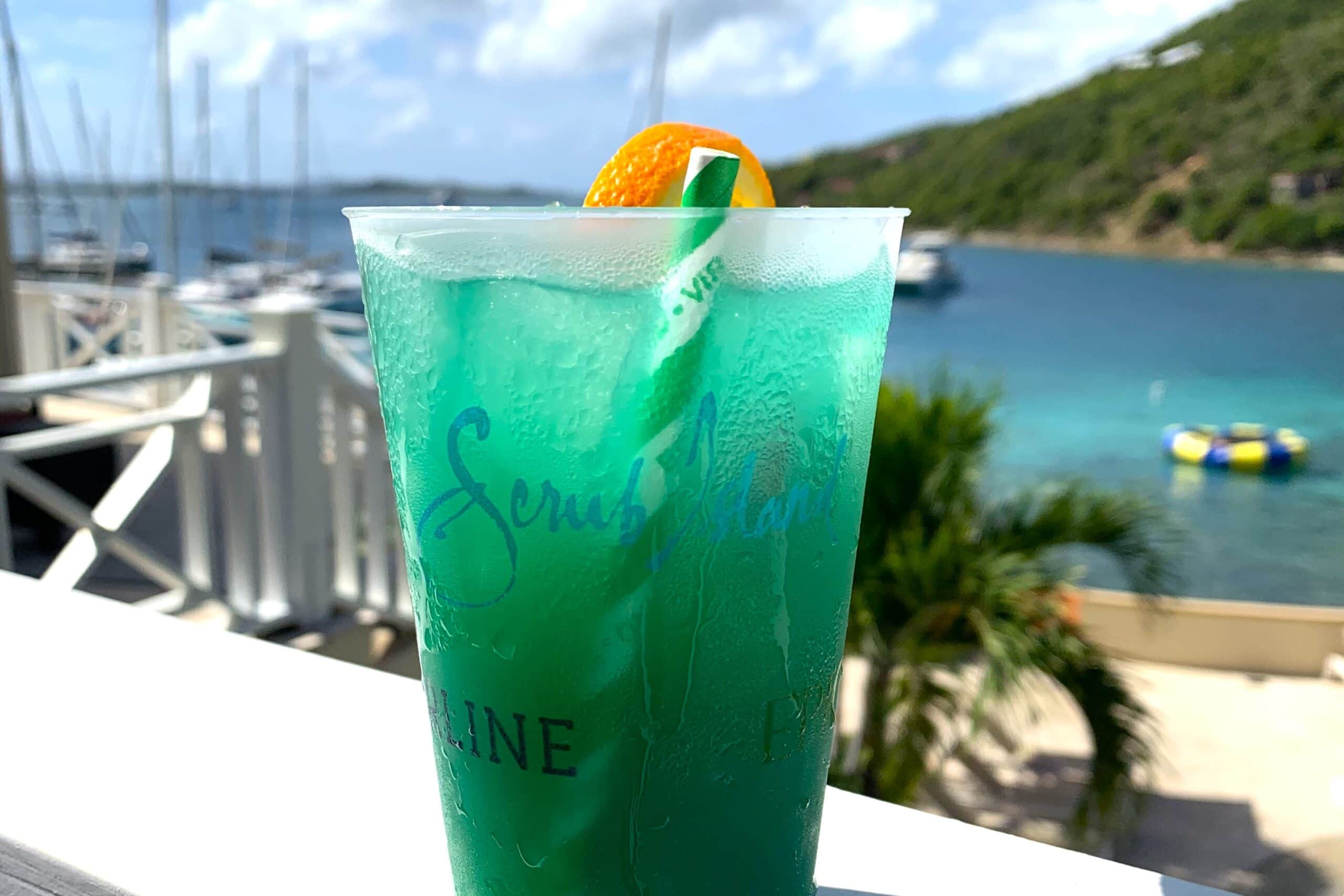Blue Passion Island Cocktail, BVIs with a wedge of orange