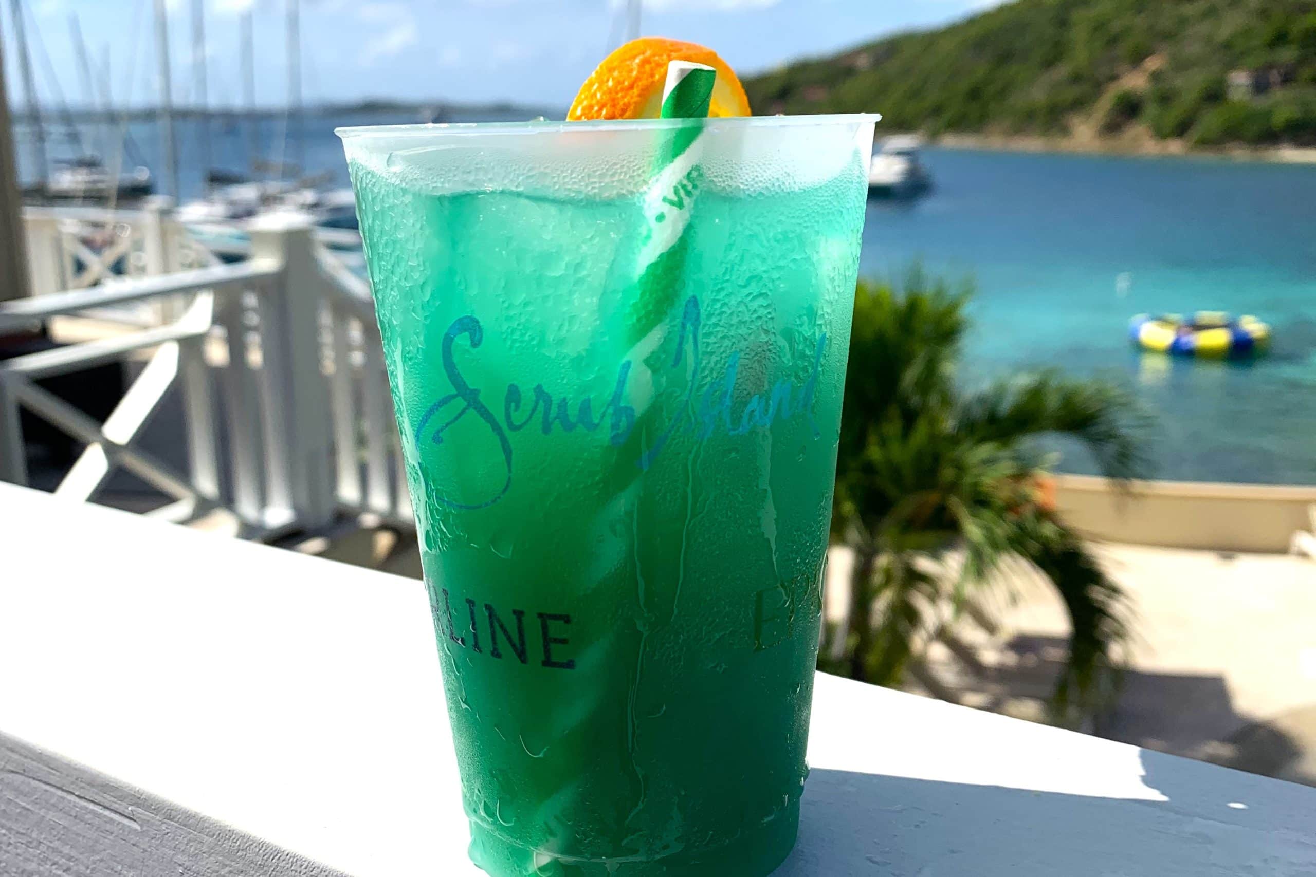 Blue Passion Island Cocktail, BVIs with a wedge of orange