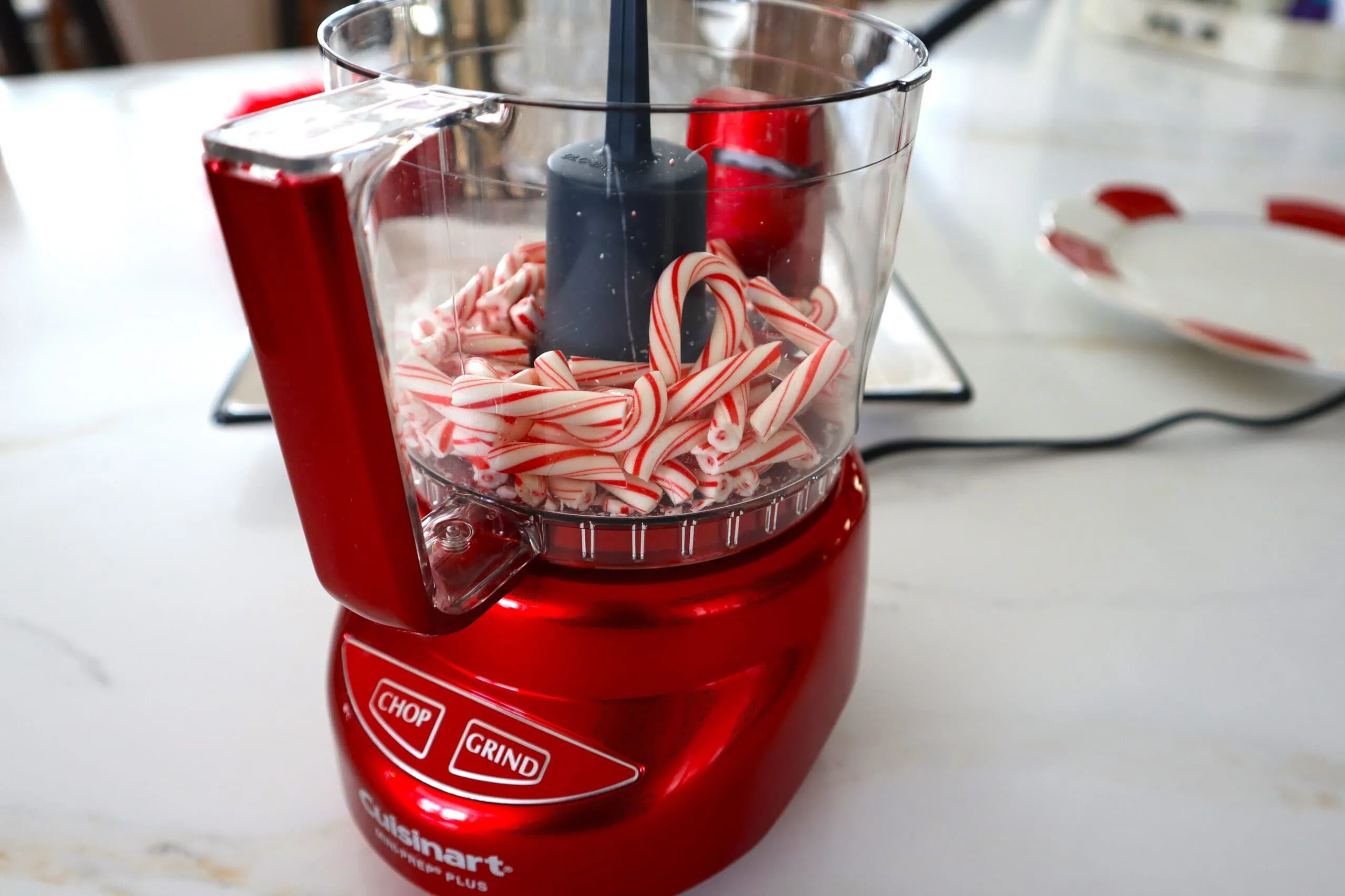 Mini Food Processor with Candy Canes