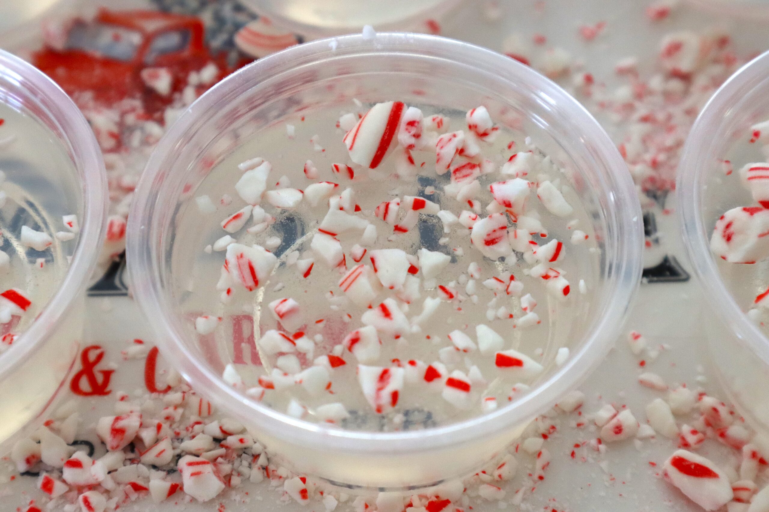 Peppermint Jello Shots with Crushed Candy Canes