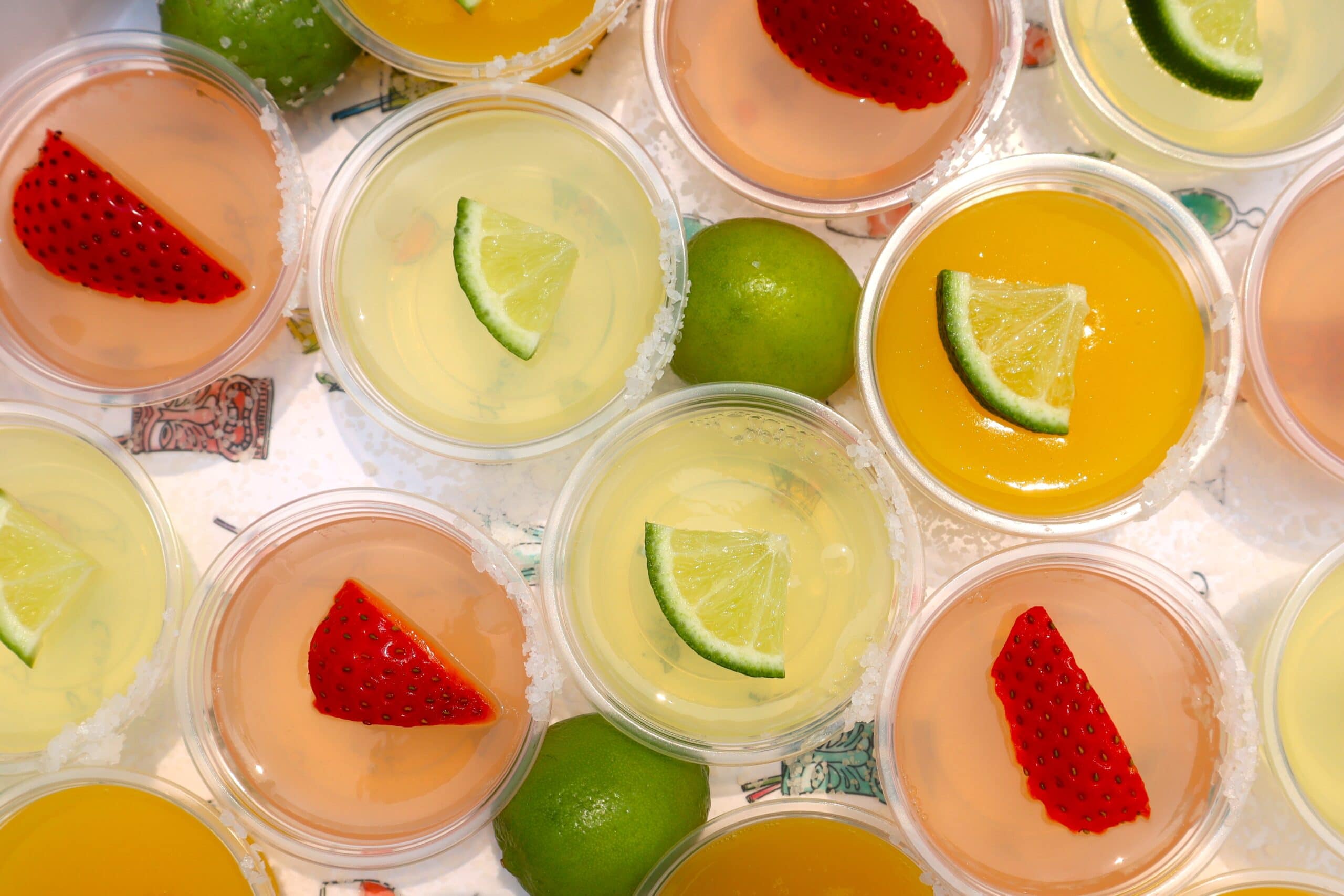 Margarita Jello Shots: Lime, Strawberry and Mango Flavors