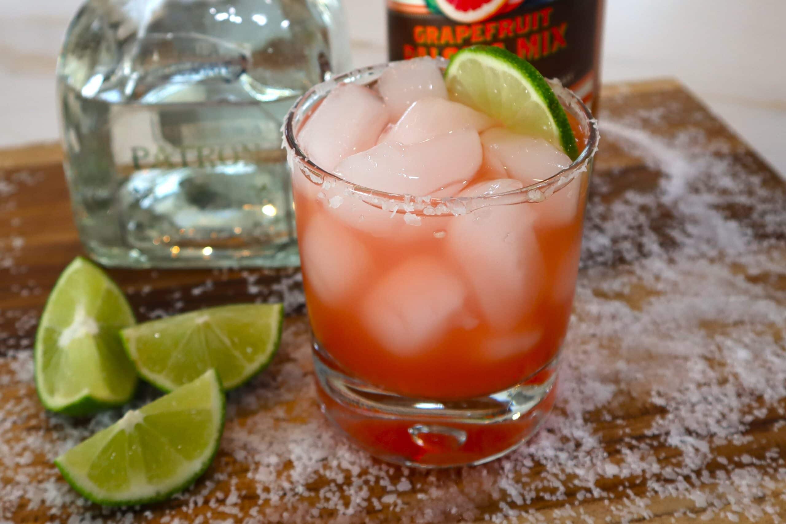 Paloma Margarita with Tequila, mixer, and limes
