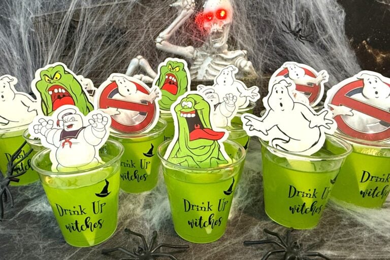 Turn these spooky green shots into a party showstopper with fun Ghostbuster cupcake toppers.