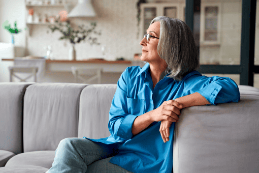 Older lady sitting on couch Older lady sitting on couch