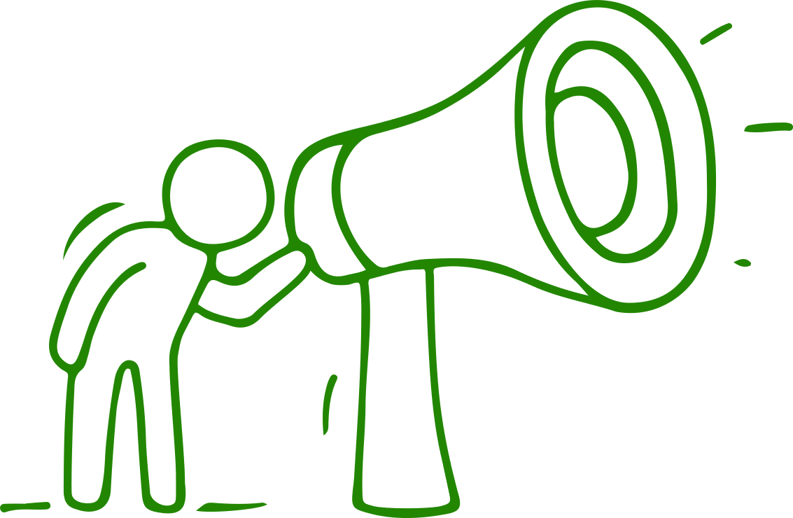 Drawn human with megaphone