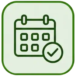 Eco-Time calendar icon symbolising eco-friendly scheduling and planning.
