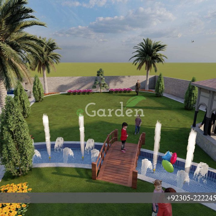 Bahawalpur House Lawn with Firepit and Gazebo