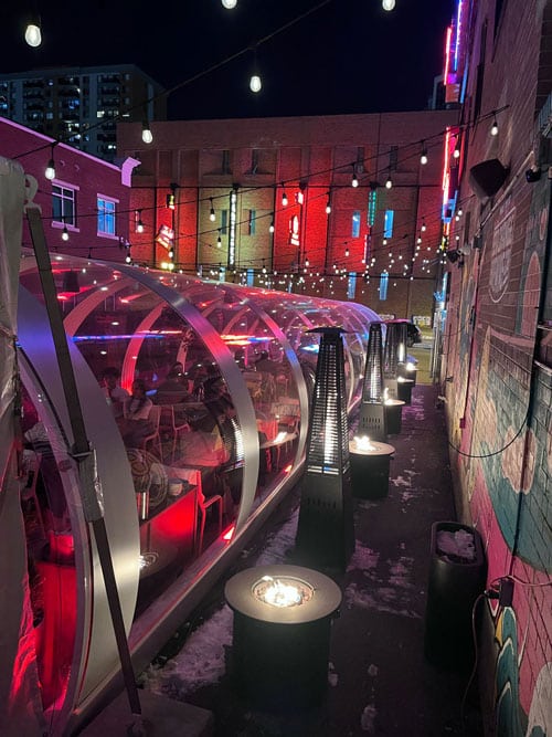 Baijiu CanadaTransparent Restautant Enclosure at night