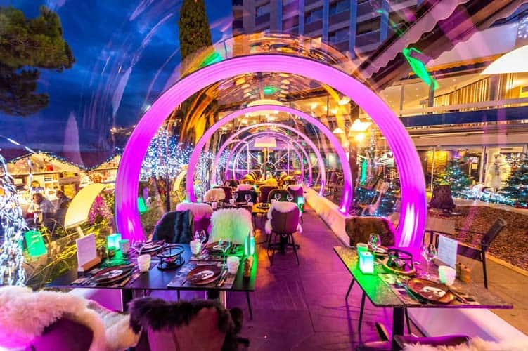 Eurotel Montreux tubbo outdoor bubble dome winter terrace hospitality business restaurant hotel bar 01