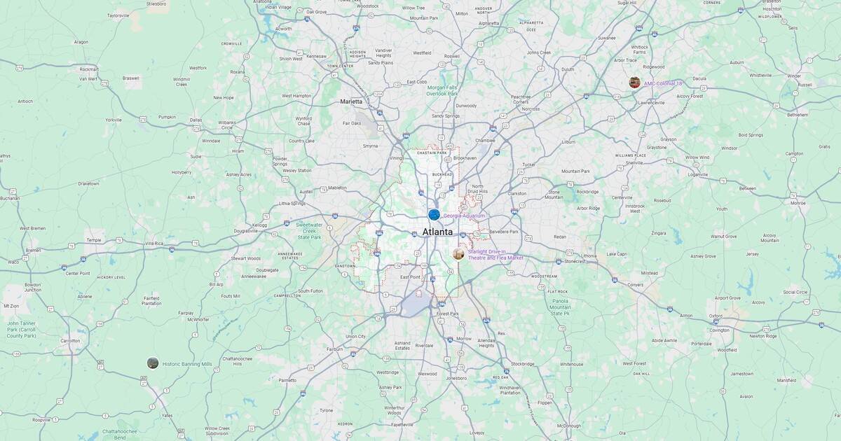 Map showing Atlanta city and surrounding neighborhoods.