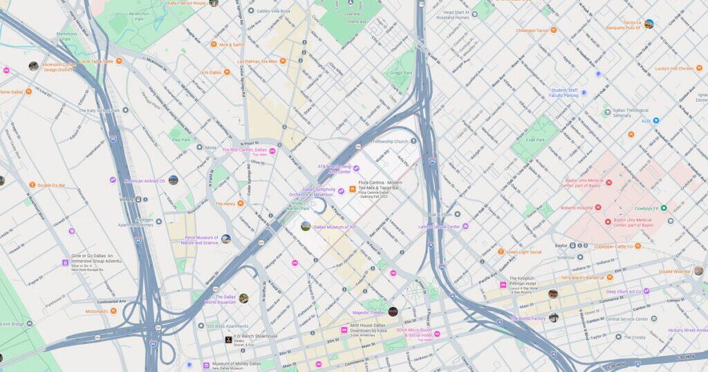 Detailed map of downtown Los Angeles showing streets, highways, and key landmarks for navigation and urban planning.