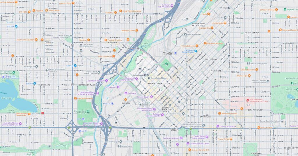 Detailed map of downtown Portland showing streets, parks, and transportation routes for navigation and urban planning.
