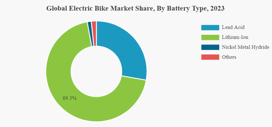 Global Electric Bike Market Share, By Battery Type, 2023