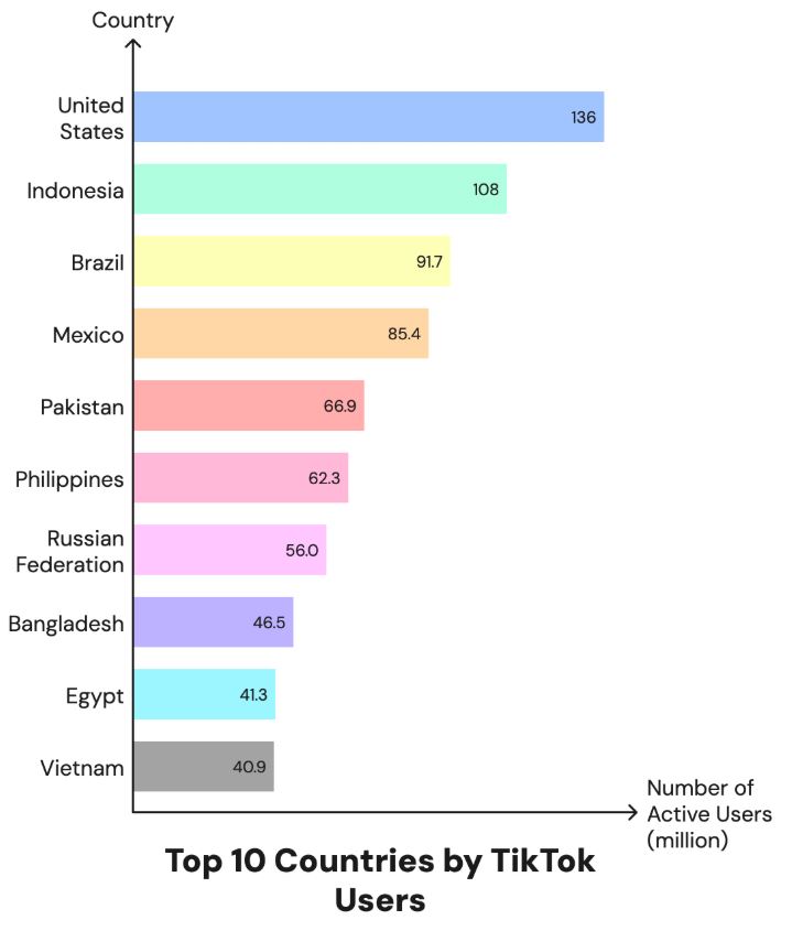 TikTok Users In Each Country