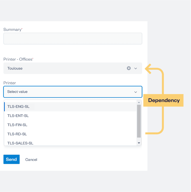 Cascading dependencies are supported with Elements Connect. Cascading dependencies are supported with Elements Connect.