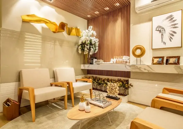 Modern slat walls in living room remodel