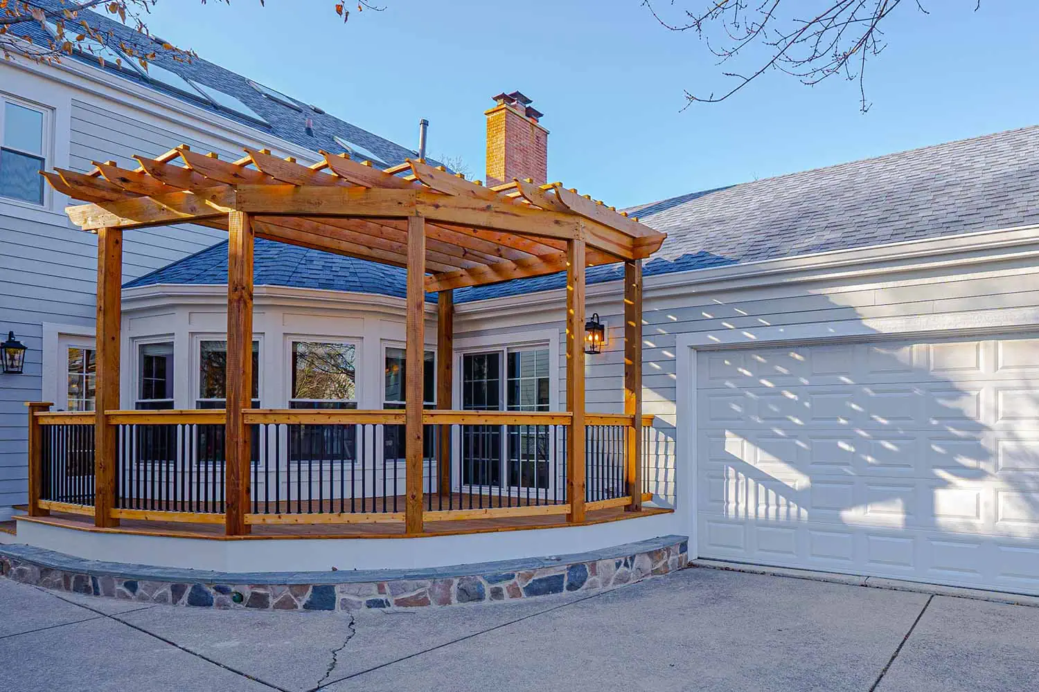Beautiful pergola on La Grange exterior remodeling project.