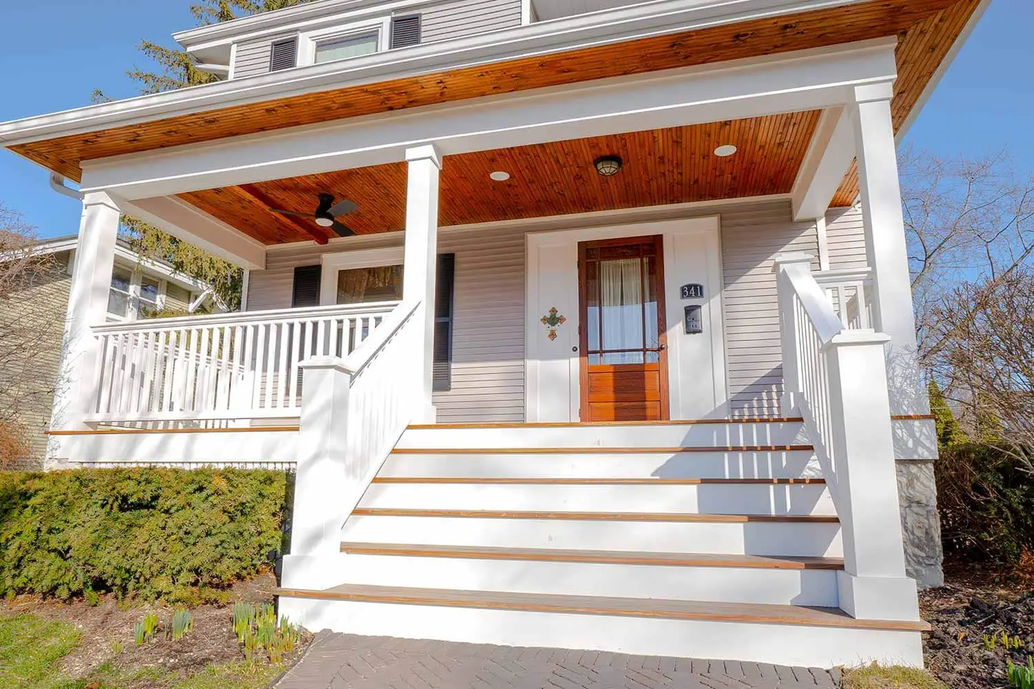 Beautiful front porch remodel in La Grange, IL.