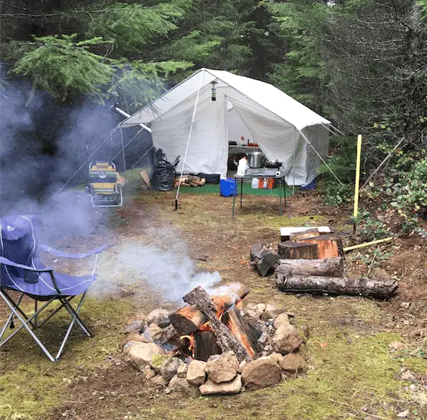 canvas tent in woods